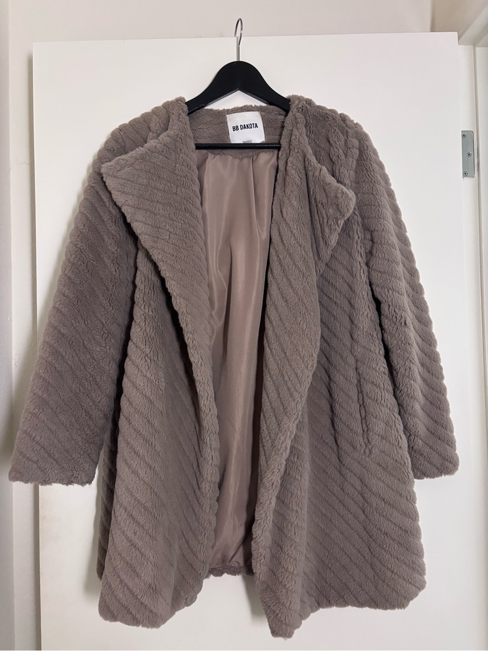 BB Dakota Taupe Faux Fur Coat